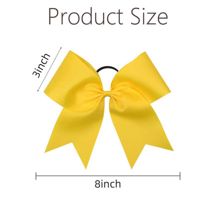 16PCS 8" Large Cheer Hair Bows Ponytail Holder Elastic Band Handmade for Cheerleading Teen Girls College Sports (Yellow, 1 Count (Pack of 16))