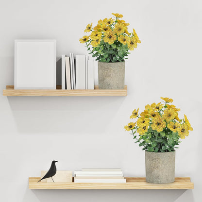 2 Pack Small Fake Plants Potted Artificial Plants Artificial Flowers Potted | Faux Flower Daisy with Eucalyptus Leaves for Home Decor Office Room Farmhouse Indoor Table Bathroom Decor
