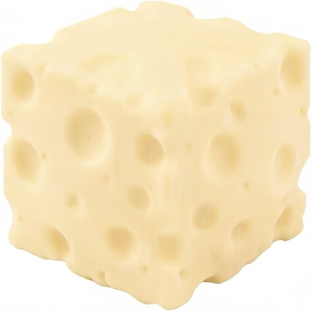 Yellow Cheese Squeeze Toy,Soft Novelty , Theme Cheese Cubes Squishy (Light-Colored Medium)