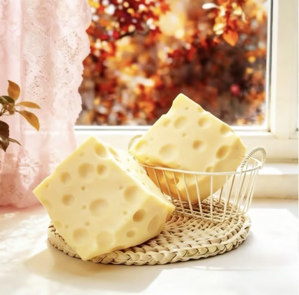 Yellow Cheese Squeeze Toy,Soft Novelty , Theme Cheese Cubes Squishy (Light-Colored Medium)