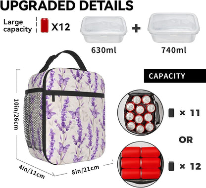 Reusable Lemon Lunch Box for Kids Girls Boys Women Adult, Insulated Fruit Blue Tile Lunch Bag,Polyester Cooler Handbags Case for School Picnic Work Travel Beach or Hiking