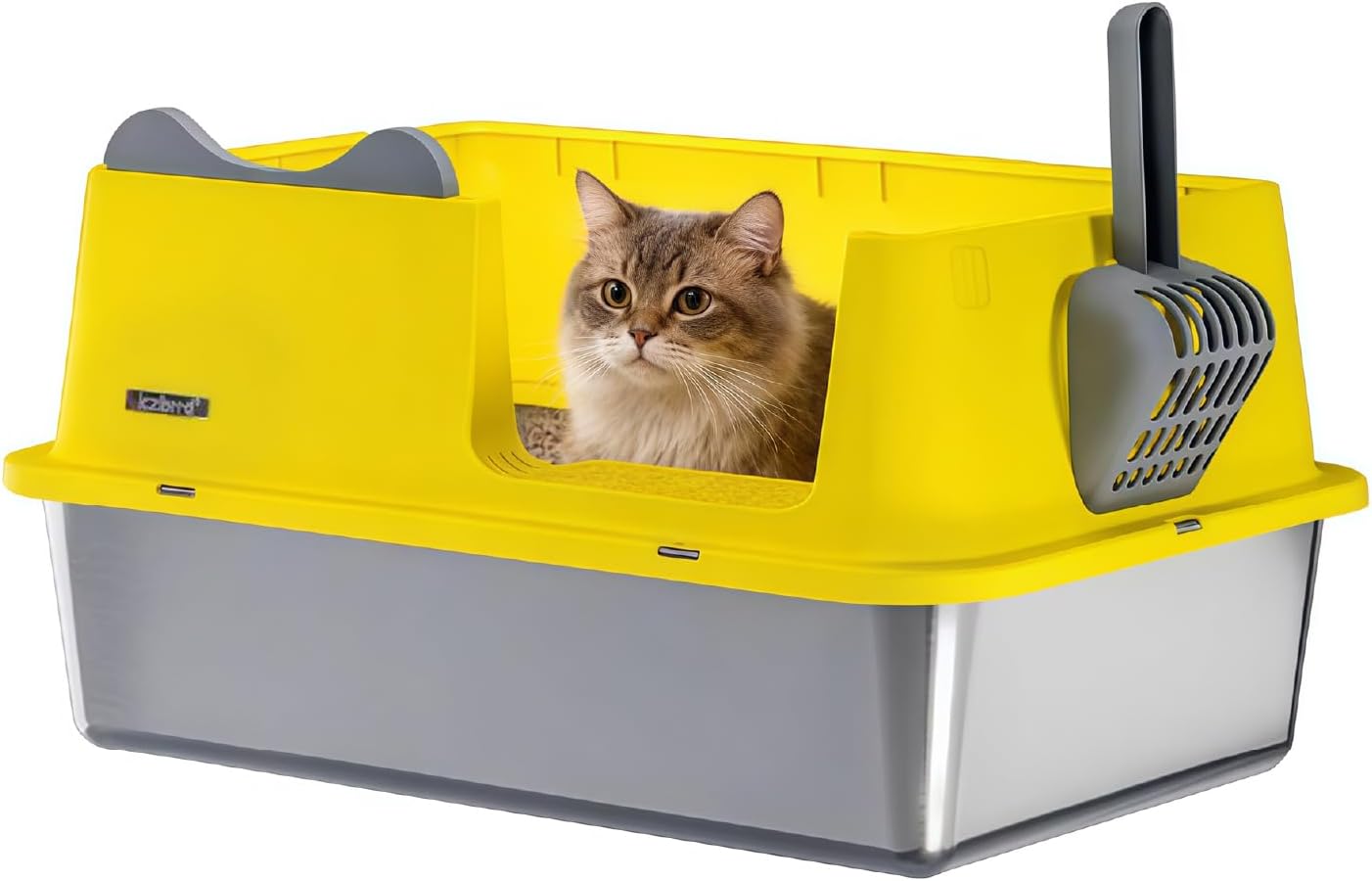 XL Stainless Steel Cat Litter Box for All Cats with High Sides and Scoop | , Open Top High-Sided, Extra Large, Anti-Urine Leakage, Non-Sticky, Easy to Clean and Assemble
