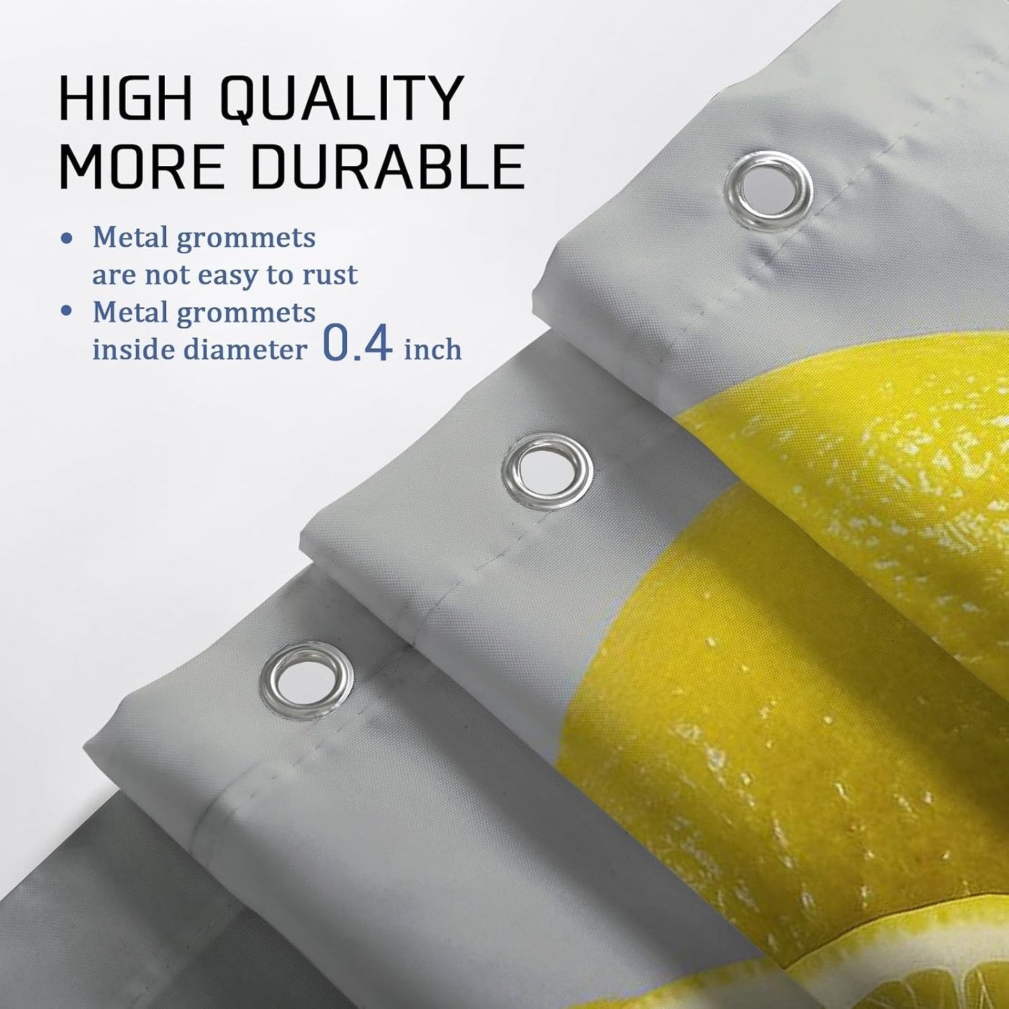 4Pcs Lemon Shower Curtain Set, Yellow Citrus Bath Mat Rugs Accessories for Bathroom Decor, Summer Modern Waterproof Fabric Shower Curtain Set with Hooks 72x72 Inch