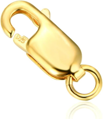 5pcs Adabele Real Gold Plated Sterling Silver 10mm Small Lobster Clasps | 18K Yellow Gold Plated 925 Silver Spring-loaded Rectangle Clasps End Closure Hook Fasteners for Craft Jewelry Making