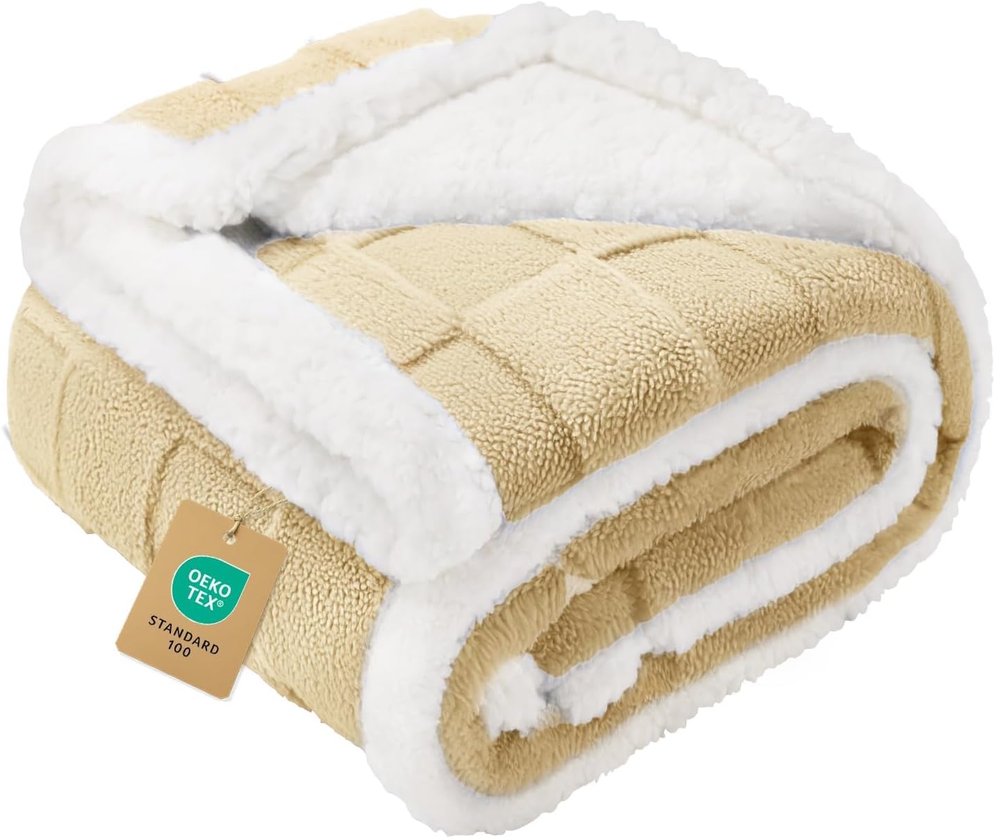 Waterproof Dog Blanket, Reversible Fleece & Sherpa, Couch Cover | Soft plush fluffy, washable, puppy, cat, dog bed, crate, car seat, sofa, throw, furniture protector,Yellow,Small(40" x 28")