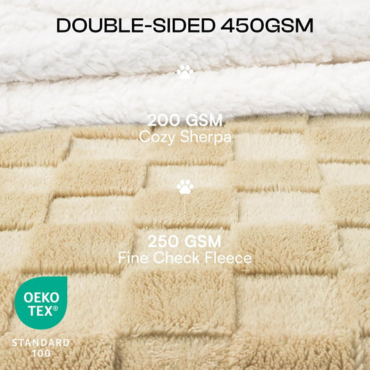 Waterproof Dog Blanket, Reversible Fleece & Sherpa, Couch Cover | Soft plush fluffy, washable, puppy, cat, dog bed, crate, car seat, sofa, throw, furniture protector,Yellow,Small(40" x 28")