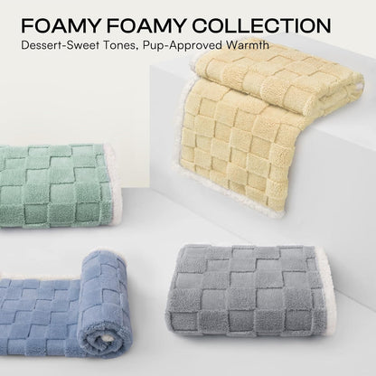 Waterproof Dog Blanket, Reversible Fleece & Sherpa, Couch Cover | Soft plush fluffy, washable, puppy, cat, dog bed, crate, car seat, sofa, throw, furniture protector,Yellow,Small(40" x 28")