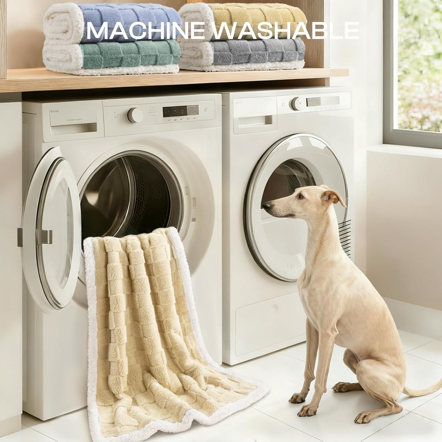 Waterproof Dog Blanket, Reversible Fleece & Sherpa, Couch Cover | Soft plush fluffy, washable, puppy, cat, dog bed, crate, car seat, sofa, throw, furniture protector,Yellow,Small(40" x 28")