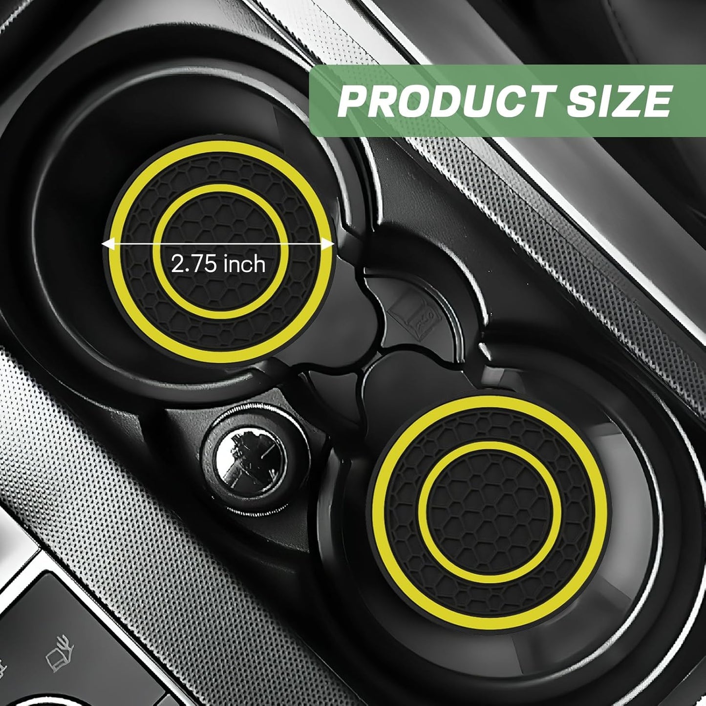 6PCS Yellow Car Accessories Set, Sporty Auto Interior Decoration Accessories with Leather Car Steering Wheel Cover, Center Console Cover, Seat Belt Shoulder Pads, Cup Coasters (Yellow)