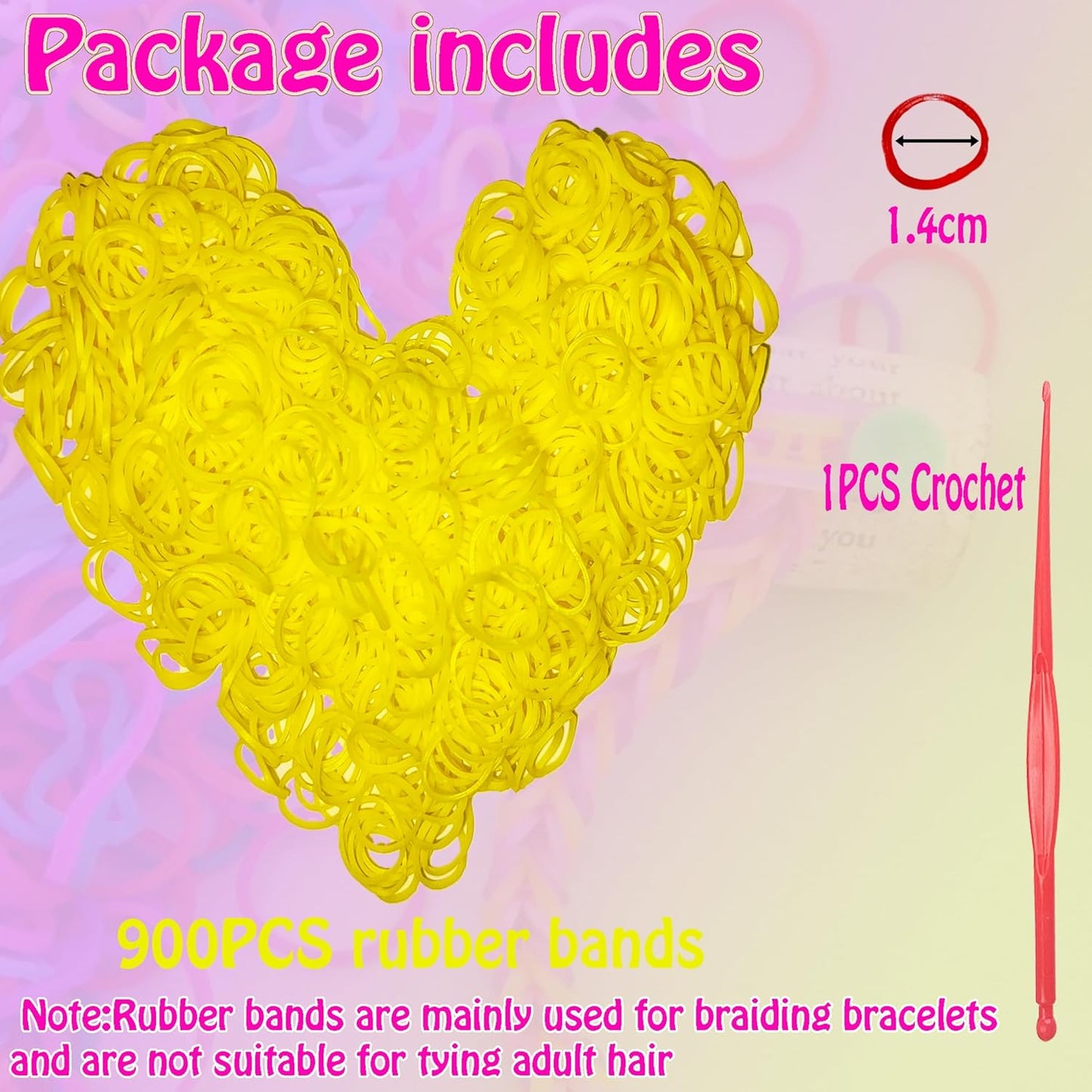 Loom Rubber Band Refill, Yellow 900 Pcs.