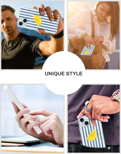 Cute Striped Phone Case for iPhone 15 6.1'' Lemon Pattern Silicone Cover