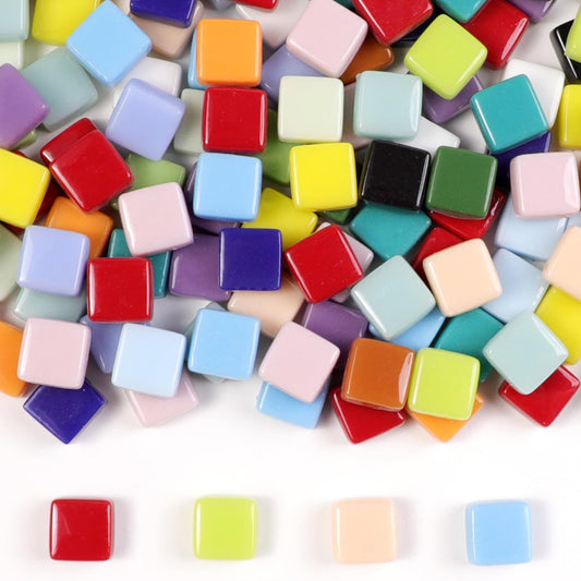 1 LB Mixed Shapes Glass Mosaic Tiles for Crafts Bulk, Colorful Opaque Recycle Glass Pieces for Mosaic Projects, Home Decoration, Adult & Kids DIY Hobbies (Yellow)