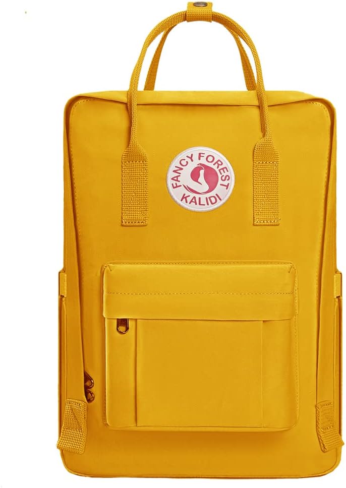 Casual Laptop Backpack 15 Inches Square Daypack Totepack Travel Bag | Anti Splash Multi Pockets Classic Adjustable Rucksack For Outdoor Sports College Hiking Gym Camping Women, Yellow