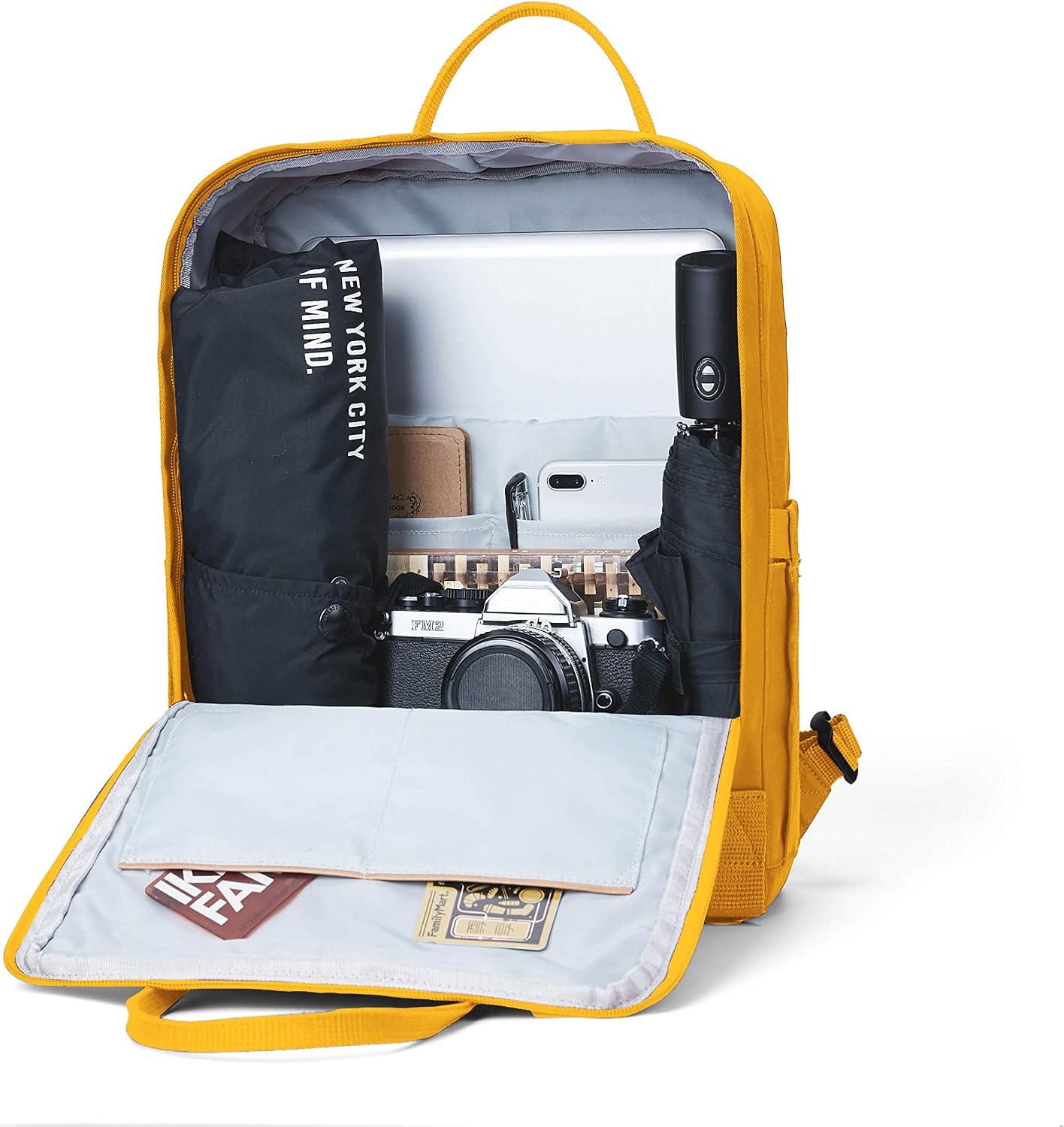 Casual Laptop Backpack 15 Inches Square Daypack Totepack Travel Bag | Anti Splash Multi Pockets Classic Adjustable Rucksack For Outdoor Sports College Hiking Gym Camping Women, Yellow