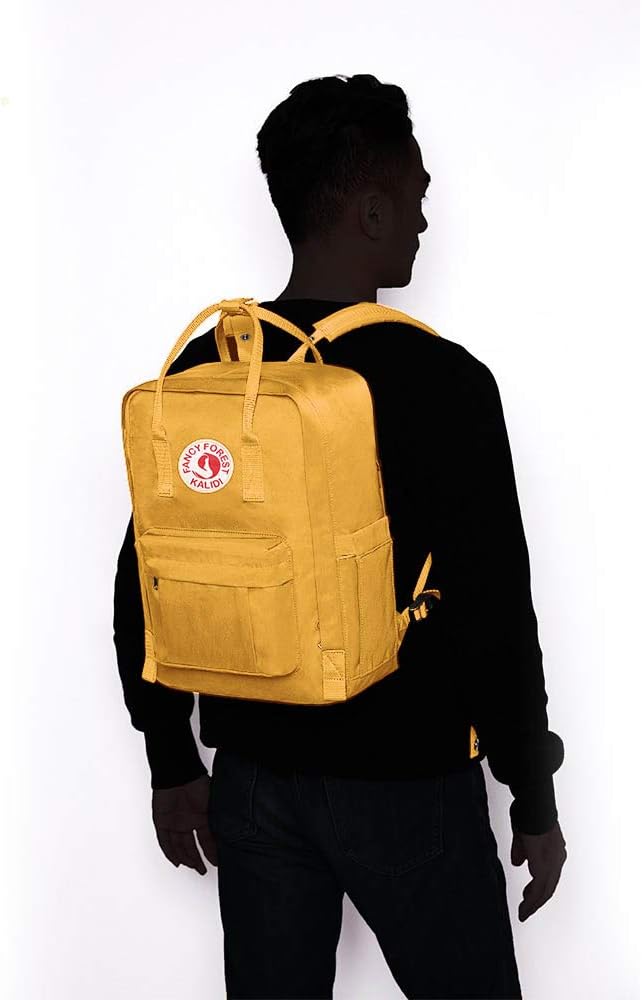 Casual Laptop Backpack 15 Inches Square Daypack Totepack Travel Bag | Anti Splash Multi Pockets Classic Adjustable Rucksack For Outdoor Sports College Hiking Gym Camping Women, Yellow