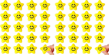 20PCS Star Stress Balls for Adults, 2 Inch Squeeze Toys Smile Face for Kids Adults Classroom Party Prizes Anxiety Fidget Sensory (Pack of 2)