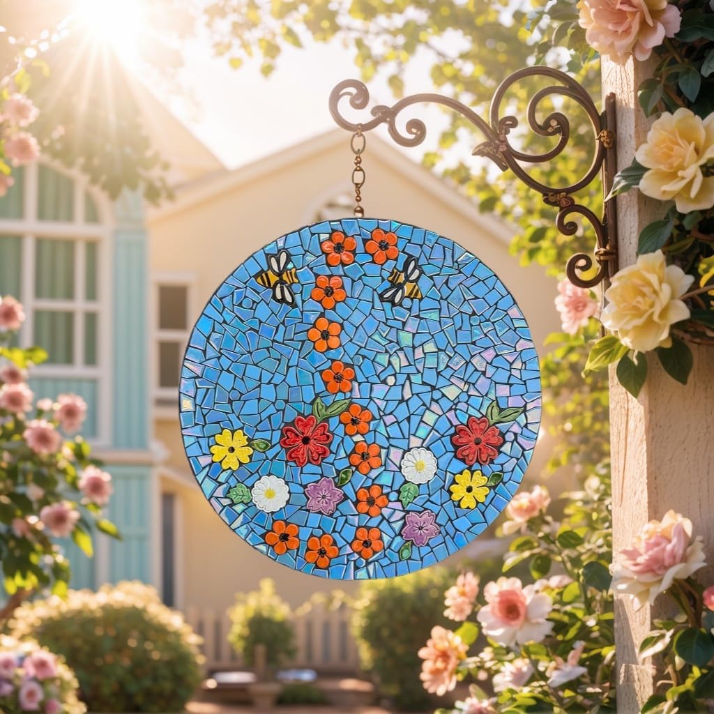 Iridescent Glass Mosaic Tiles for Crafts Bulk,454g Broken Mosaic Glass Pieces for Garden Crafts Kits,DIY Mosaic Art Decor