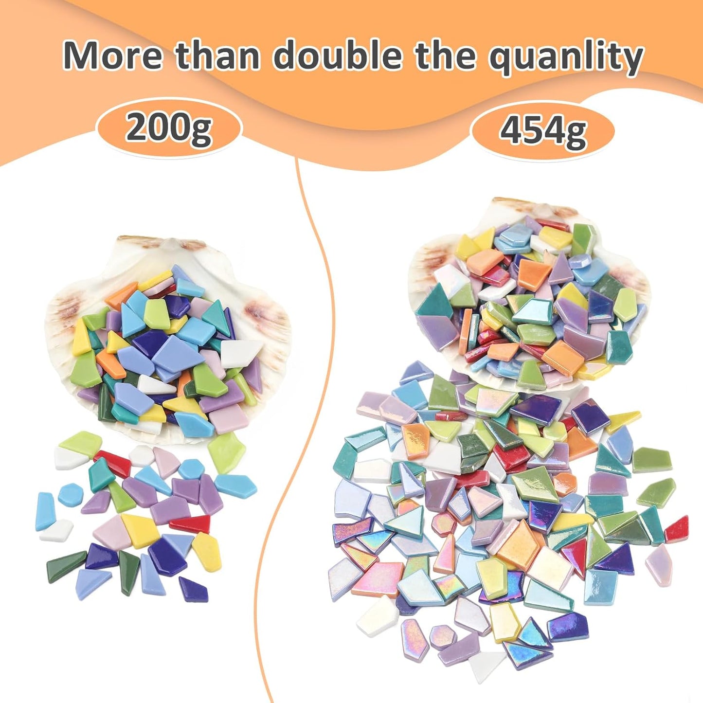 Iridescent Glass Mosaic Tiles for Crafts Bulk,454g Broken Mosaic Glass Pieces for Garden Crafts Kits,DIY Mosaic Art Decor