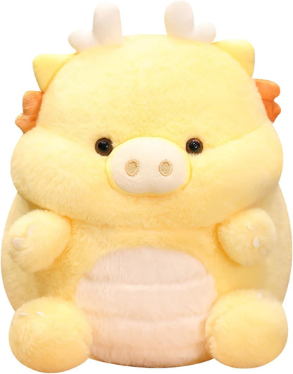 Cute Dragon Pig Plush Pillow (Yellow, 11 Inch) Dinosaur Stuffed Animal | Soft Toy Plushies, Kawaii Gifts for Kids and Adults