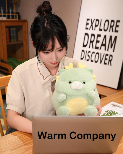 Cute Dragon Pig Plush Pillow (Yellow, 11 Inch) Dinosaur Stuffed Animal | Soft Toy Plushies, Kawaii Gifts for Kids and Adults