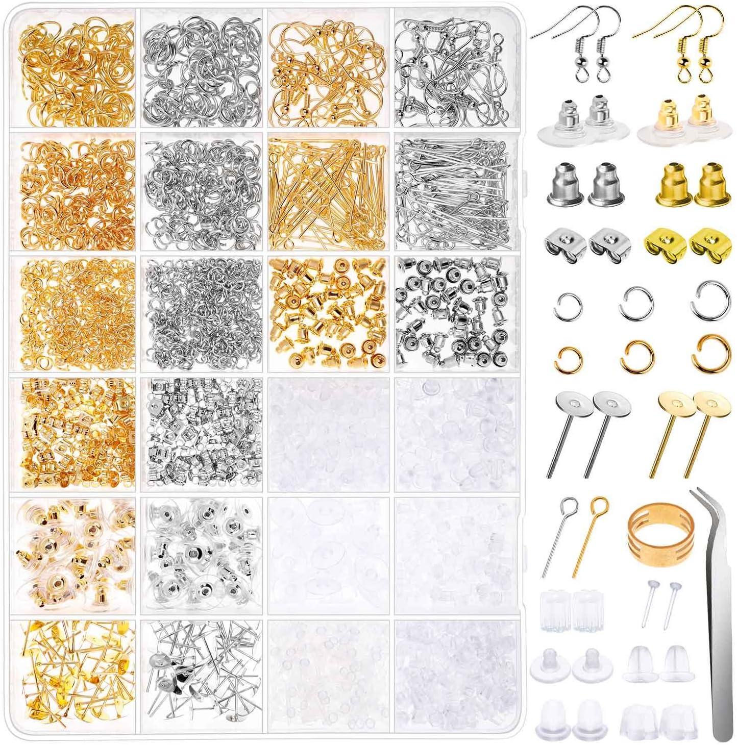 Earring Making Kit with Earring Hooks Findings, Earring Backs Posts, Jump Rings for Jewelry Making Supplies, 2320Pcs