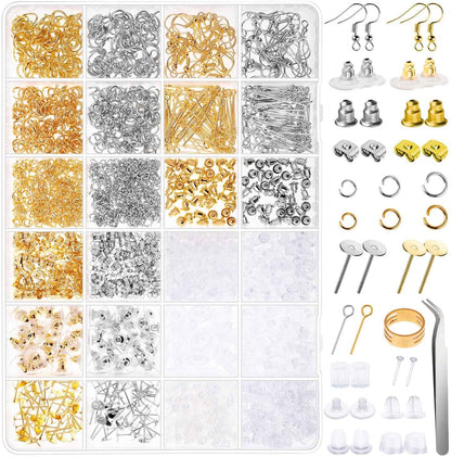 Earring Making Kit with Earring Hooks Findings, Earring Backs Posts, Jump Rings for Jewelry Making Supplies, 2320Pcs