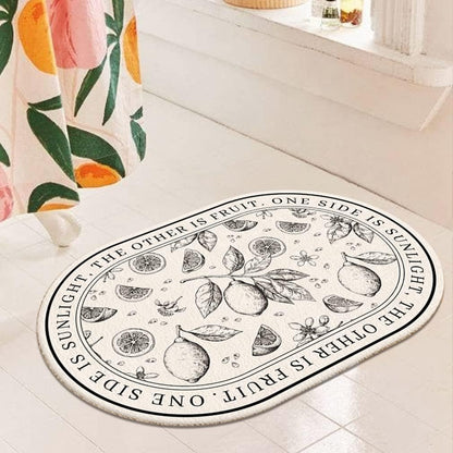 Ultra Soft Small Bathroom Rugs Cartoon Non Slip Oval Bath Mat for Bathtub Super Absorbent Washable Thick Plush Doormat Shaggy Shower Floor Bathmat Cute Indoor Door Mats 16" X 24"/Lemon