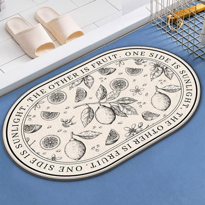 Ultra Soft Small Bathroom Rugs Cartoon Non Slip Oval Bath Mat for Bathtub Super Absorbent Washable Thick Plush Doormat Shaggy Shower Floor Bathmat Cute Indoor Door Mats 16" X 24"/Lemon