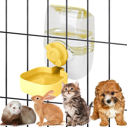 35oz Hanging Automatic Rabbit Water Dispenser, Cage Water Bottle Auto Gravity Pet Water Station for Small Animals, Puppy Kitten Rabbit Chinchilla Hedgehog Ferret, 1L(Yellow)