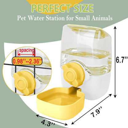 35oz Hanging Automatic Rabbit Water Dispenser, Cage Water Bottle Auto Gravity Pet Water Station for Small Animals, Puppy Kitten Rabbit Chinchilla Hedgehog Ferret, 1L(Yellow)