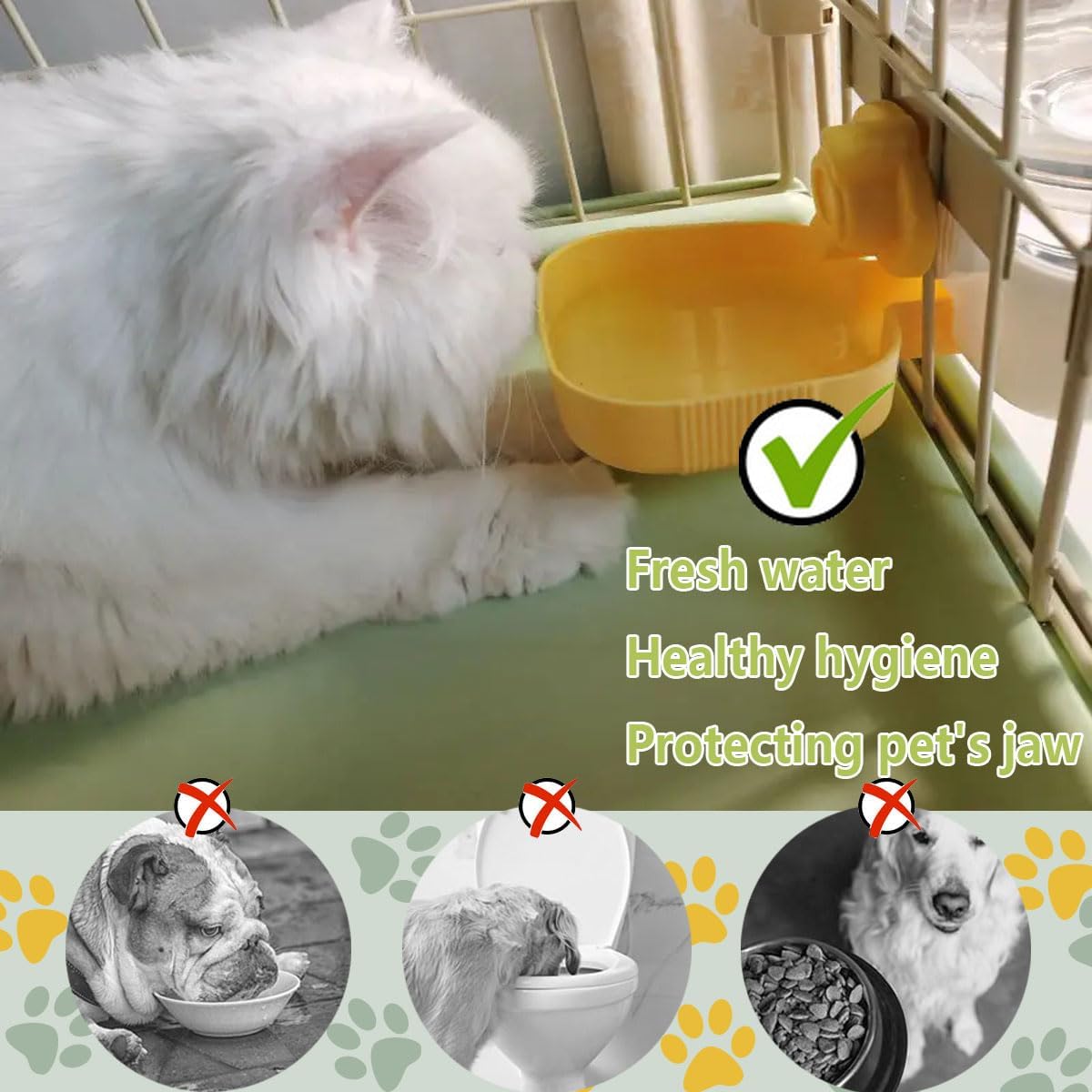35oz Hanging Automatic Rabbit Water Dispenser, Cage Water Bottle Auto Gravity Pet Water Station for Small Animals, Puppy Kitten Rabbit Chinchilla Hedgehog Ferret, 1L(Yellow)