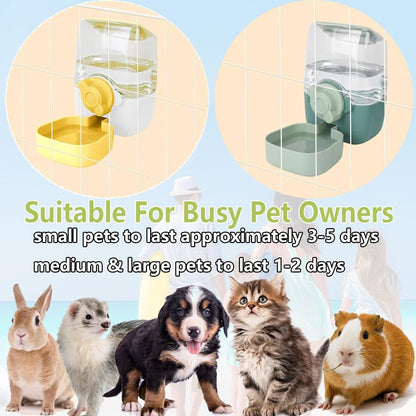 35oz Hanging Automatic Rabbit Water Dispenser, Cage Water Bottle Auto Gravity Pet Water Station for Small Animals, Puppy Kitten Rabbit Chinchilla Hedgehog Ferret, 1L(Yellow)