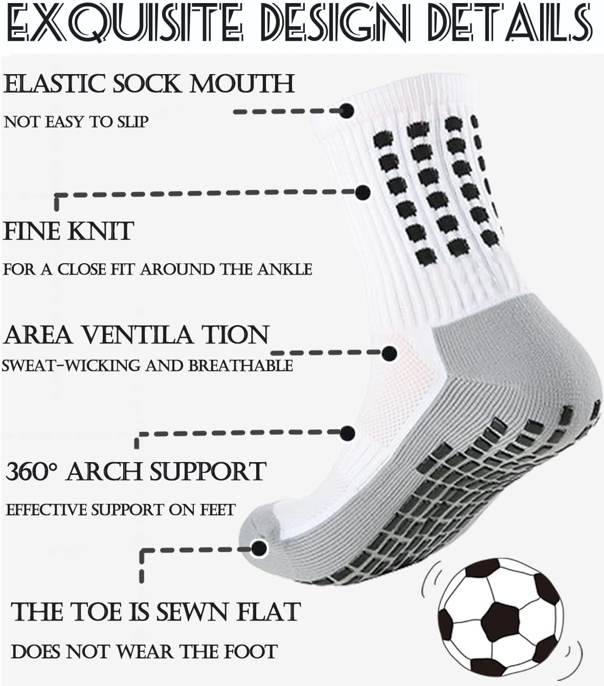 1 Set Soccer Grip Socks,Shin Guard Sleeves for Football Basketball for Men and Women Black/White One Size