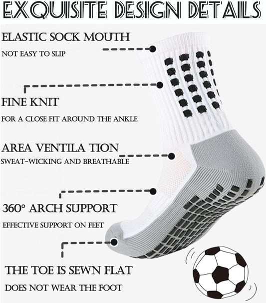 1 Set Soccer Grip Socks,Shin Guard Sleeves for Football Basketball for Men and Women Black/White One Size