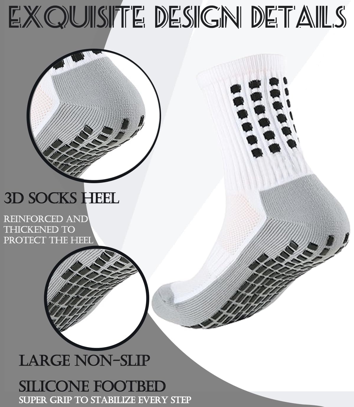 1 Set Soccer Grip Socks,Shin Guard Sleeves for Football Basketball for Men and Women Black/White One Size