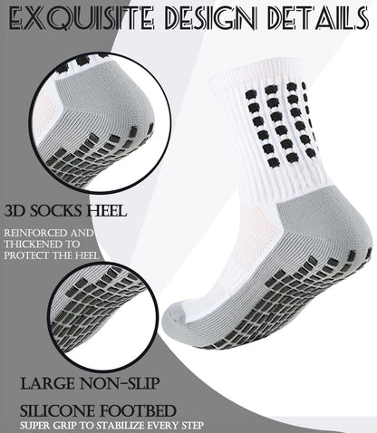 1 Set Soccer Grip Socks,Shin Guard Sleeves for Football Basketball for Men and Women Black/White One Size