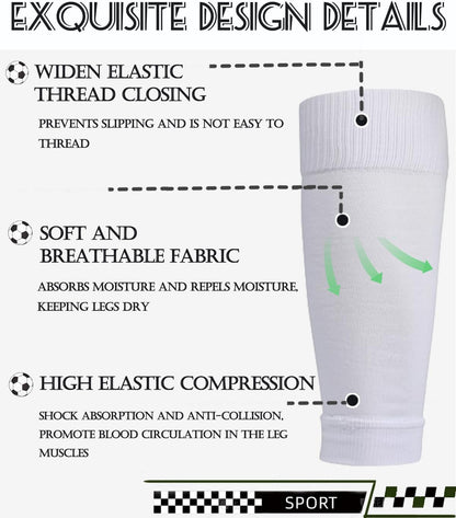 1 Set Soccer Grip Socks,Shin Guard Sleeves for Football Basketball for Men and Women Black/White One Size