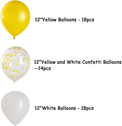 Yellow and White Balloons White and Yellow Confetti Balloons sunflower balloon,12 Inch–Pack of 50