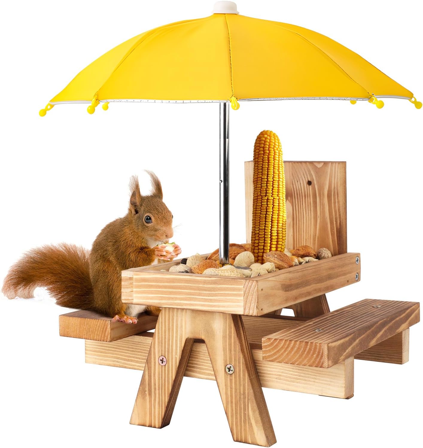 Squirrel Picnic Table Feeder Replacement Mini Umbrella for Outside (Yellow)