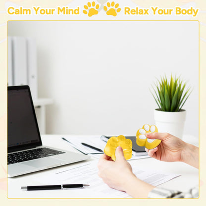 2-Pack Taba Squishy Cat Paw Sensory Fidget Toys Adults, Anxiety Stress Relief Squeeze Toy, Soft Cute Kawaii Squishy’s for Desk, School (Yellow)