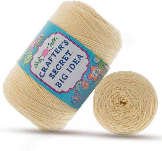 Crafter's Secret Big Idea Yarn 100% Acrylic, 25 Pale Yellow | 4 Medium Weight, 810 Yards, For Crocheting & Knitting