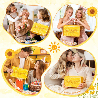 8Pcs Unique Birthday Gift Basket for Women – Get Well Soon Cheer Up Box, Sunshine Gift for Best Friend or Sister – Brighten Her Day, Christmas & Feel Better Present