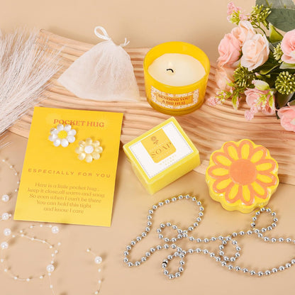 8Pcs Unique Birthday Gift Basket for Women – Get Well Soon Cheer Up Box, Sunshine Gift for Best Friend or Sister – Brighten Her Day, Christmas & Feel Better Present