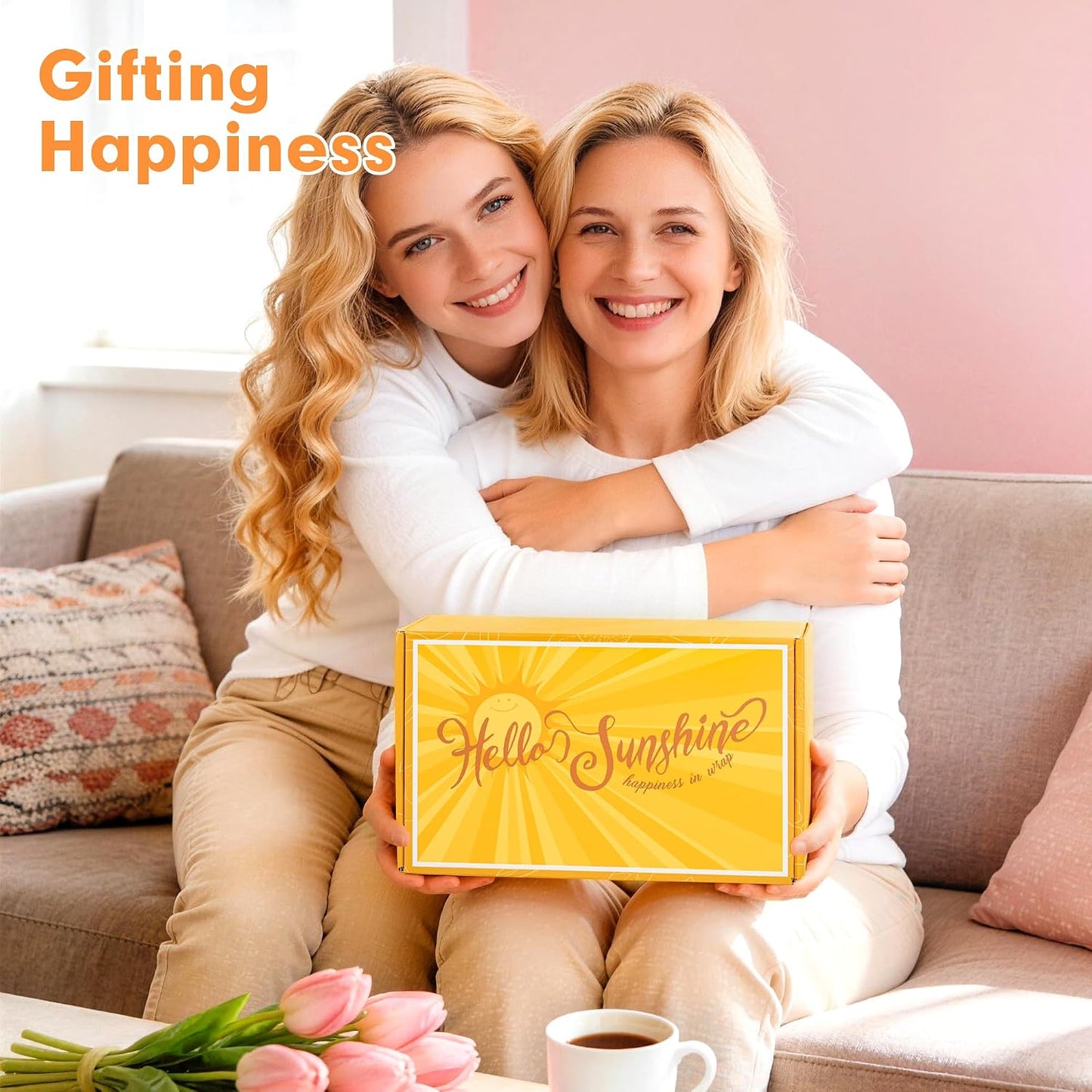 8Pcs Unique Birthday Gift Basket for Women – Get Well Soon Cheer Up Box, Sunshine Gift for Best Friend or Sister – Brighten Her Day, Christmas & Feel Better Present