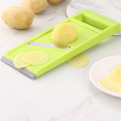 Plastic Vegetable Chip Maker with Stainless Steel Blades,Durable Yellow Vegetable Chopper,Easy to Clean,Multipurpose Potato Chip Slicer for Kitchen Cooking