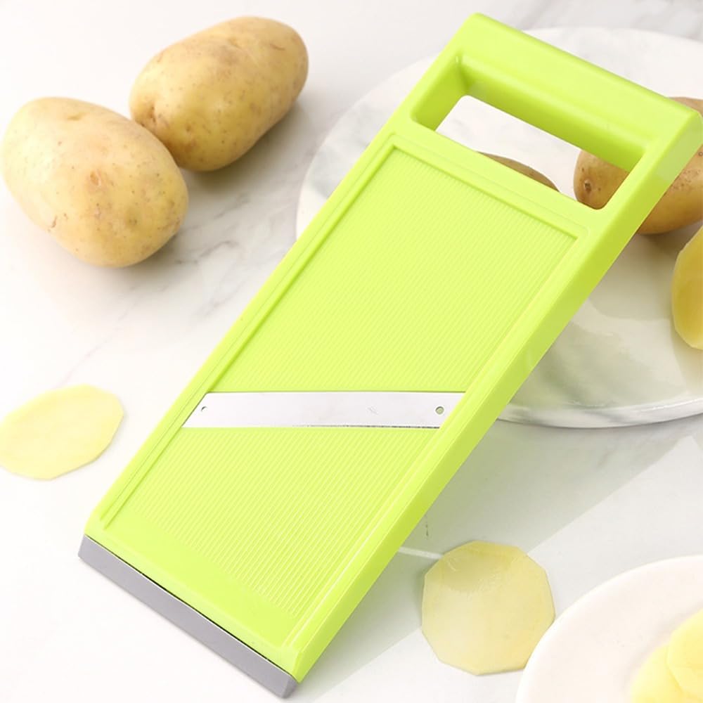 Plastic Vegetable Chip Maker with Stainless Steel Blades,Durable Yellow Vegetable Chopper,Easy to Clean,Multipurpose Potato Chip Slicer for Kitchen Cooking