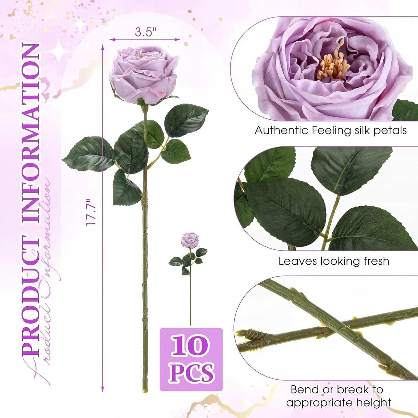 10pcs Peonies Artificial Flowers, Faux Austin Rose with Long Stem Look Real Fake Flower for Wedding Vase Party Home Kitchen Arrangement Decor(Champagne)