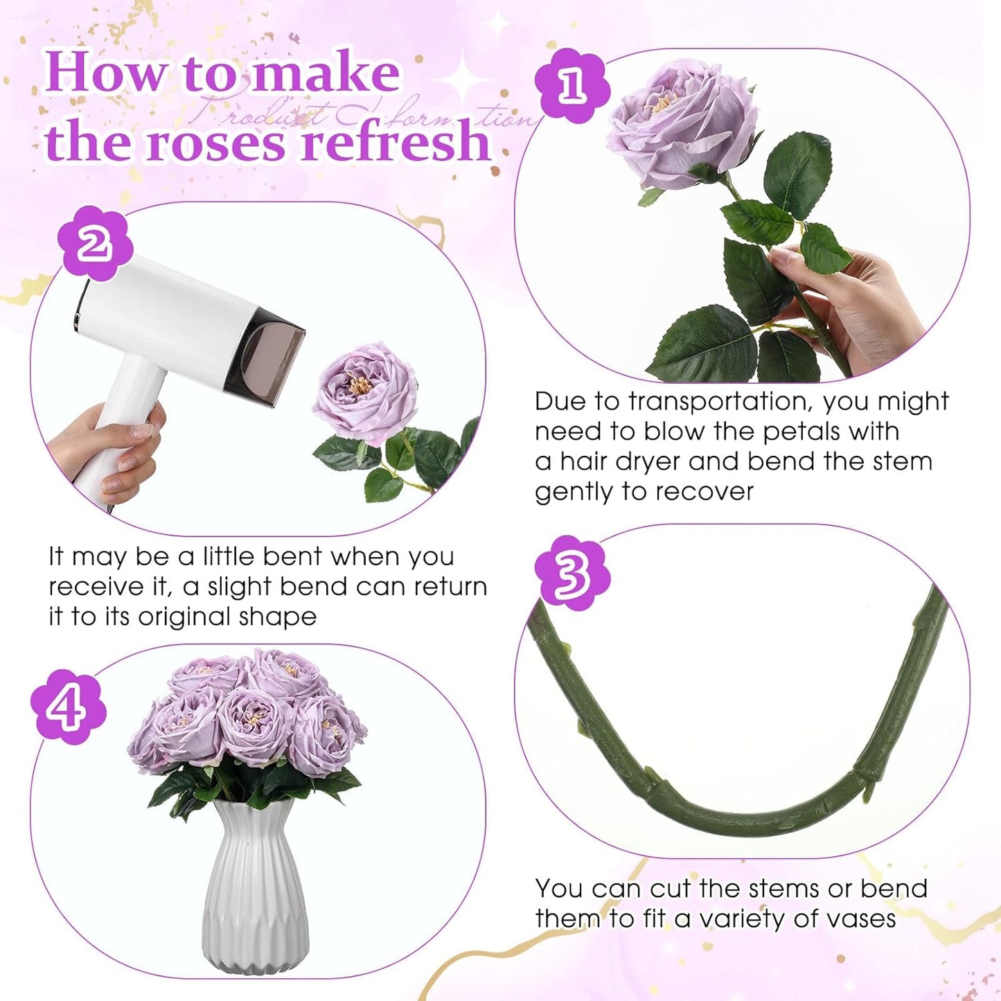 10pcs Peonies Artificial Flowers, Faux Austin Rose with Long Stem Look Real Fake Flower for Wedding Vase Party Home Kitchen Arrangement Decor(Champagne)