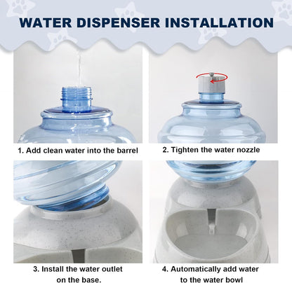3 Gallon Large Dog Water Dispenser, Automatic Gravity Pet Waterer Station for Large Dogs and Multiple Pets, Indoor/Outdoor Dog Water Bowl with Anti-Slip Base, BPA-Free, Grey