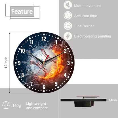 Clocks for Living Room,Lemon Wall Clock Battery Operated 10 Inch,Tropical Fruit Leaves Round Clock Silent Non-Ticking Wall Decor for Farmhouse Office Home School Living Room Bedroom